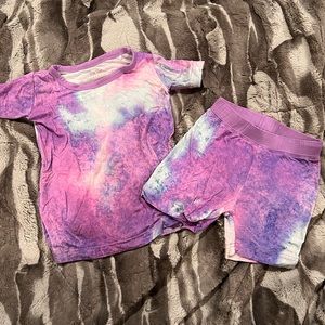 Little Sleepies Purple Watercolor Short Sleeve and Shorts PJs. 12-18 months.